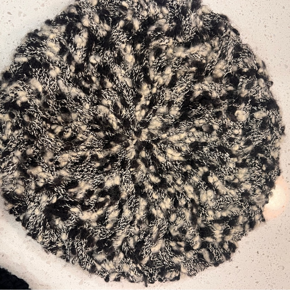 Banana Republic Chunky Knit Black and White Beret